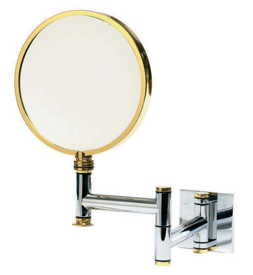 A METAL AND CHROME WALL-MOUNTED MIRROR,