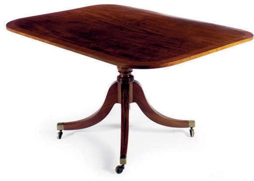 A GEORGE III SATINWOOD-BANDED MAHOGANY BREAKFAST TABLE,