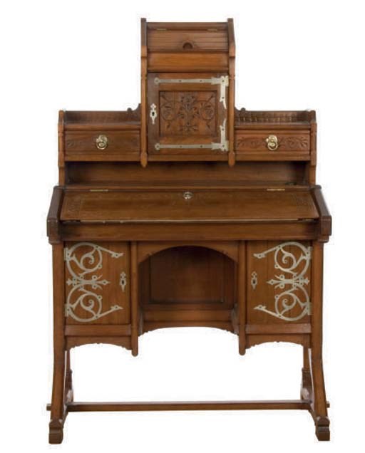 AN AMERICAN NICKEL-PLATED WALNUT DESK,