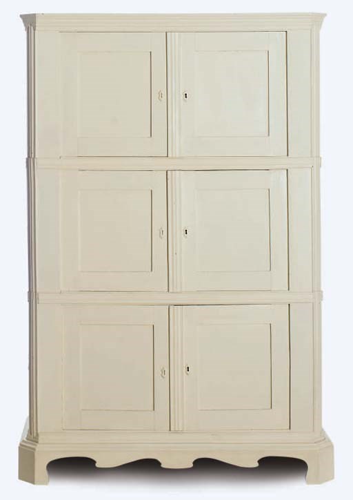 A BALTIC CREAM PAINTED CUPBOARD,