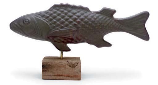 AN AMERICAN MOLDED TIN FISH WEATHERVANE,