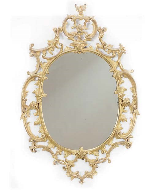 A GILTWOOD OVAL PIER GLASS,