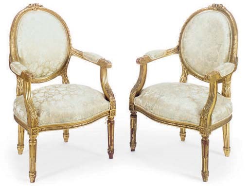 A PAIR OF FRENCH GILTWOOD FAUTEUILS,