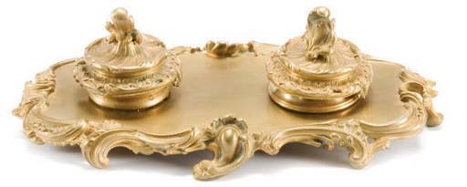 A FRENCH GILT-BRONZE ENCRIER,