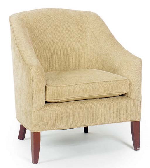 AN UPHOLSTERED TUB CHAIR,