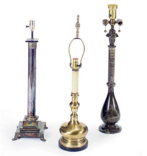 A GROUP OF THREE TABLE LAMPS,