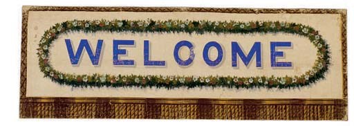 A LARGE COUNTRY STYLE PAINTED WELCOME SIGN,
