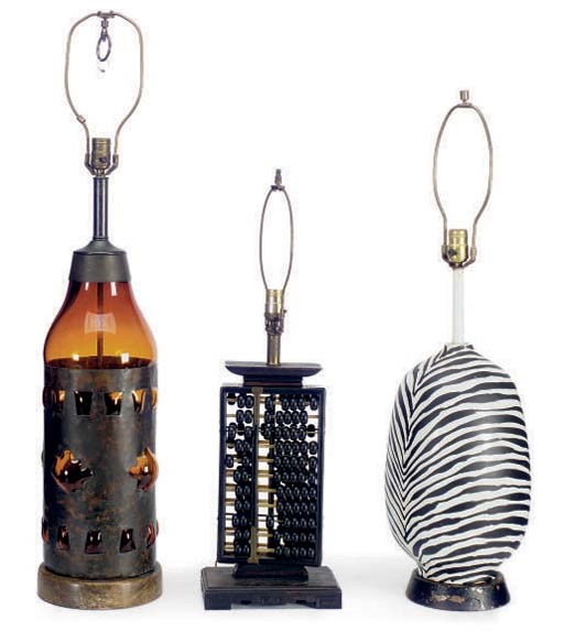 A GROUP OF THREE TABLE LAMPS,