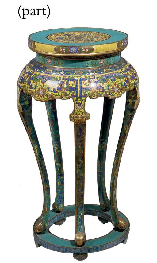 A PAIR OF CHINESE CLOISONNE ENAMEL INCENSE STANDS