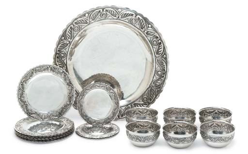 A MEXICAN SILVER DESSERT SERVICE