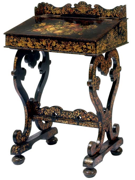 A VICTORIAN PAPIER-MACHE LADIES WRITING DESK