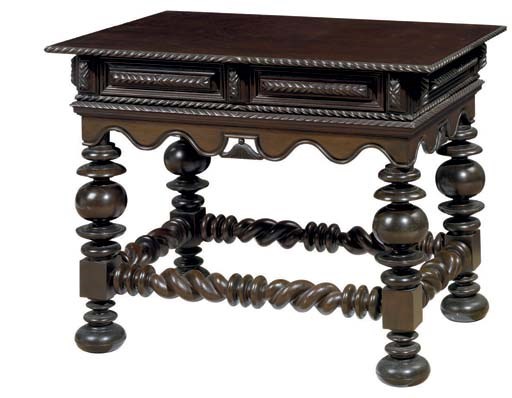 A COLONIAL STAINED HARDWOOD SIDE TABLE