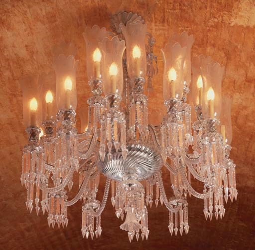 A French cut glass twenty-four-light chandelier