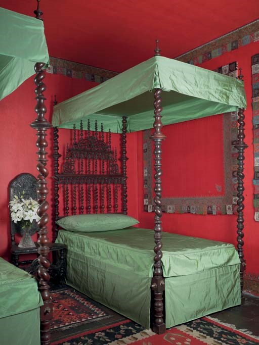 A PAIR OF IBERIAN MAHOGANY FOUR-POST BEDSTEADS