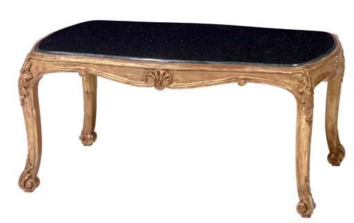 A FRENCH GILTWOOD AND GRANITE LOW TABLE