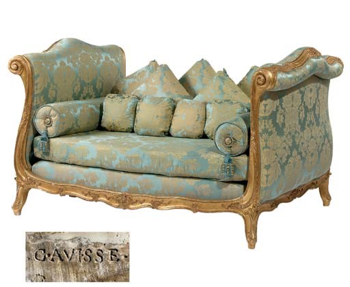A LOUIS XV GILT WALNUT LIT DU JOUR