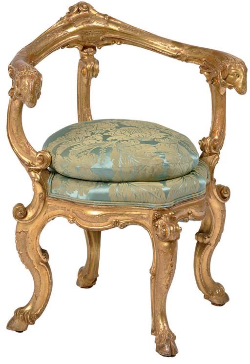 AN ITALIAN GILTWOOD TUB-BACK CHAIR
