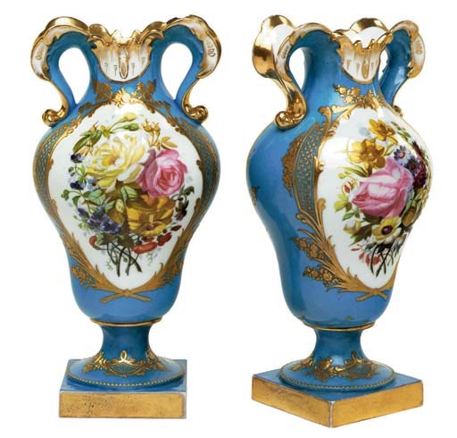A PAIR OF JACOB PETIT PORCELAIN TURQUOISE-GROUND VASES