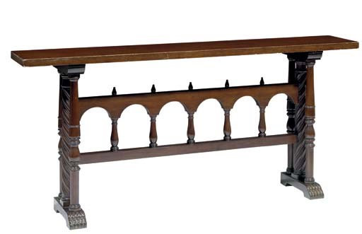 A SPANISH STAINED WALNUT PIER TABLE