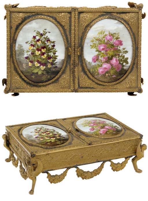 A French ormolu and Paris (Dihl & Guérhard) porcelain-mounted table casket