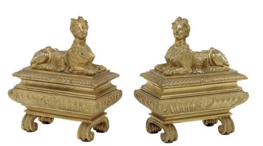 A pair of Regence style ormolu chenets