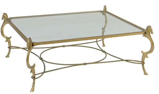 A BRASS AND GLASS LOW TABLE