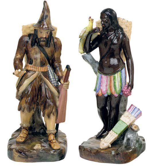 A PAIR OF JACOB PETIT PORCELAIN COMPANION FIGURES