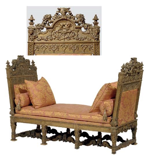 A LOUIS XIV STYLE GILTWOOD DAY-BED