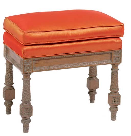A PAIR OF FRENCH LIME WASHED FRUITWOOD TABOURETS