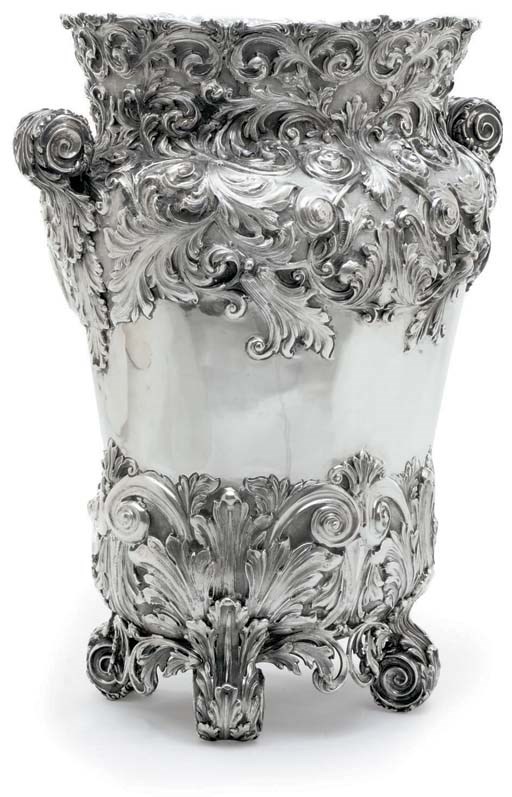 AN ITALIAN SILVER JARDINIERE