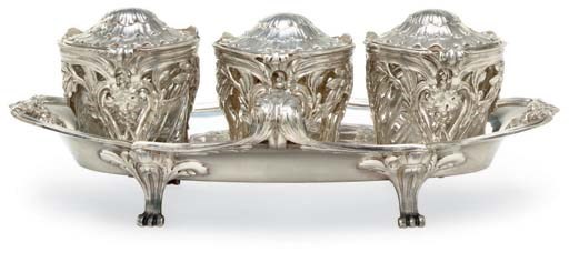 A FRENCH SILVER CONDIMENT SET