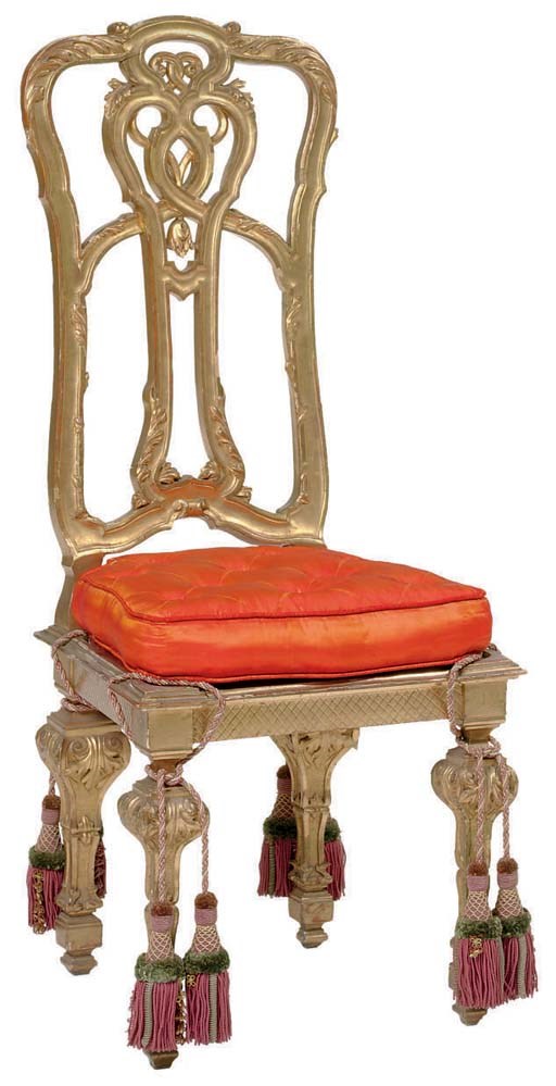 A set of twelve Baroque style giltwood dining-chairs