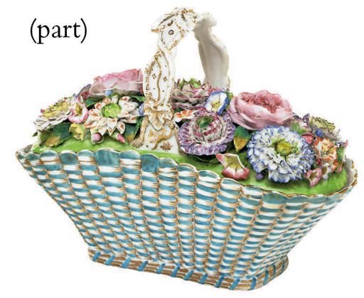THREE JACOB PETIT PORCELAIN BASKET-FORM ITEMS