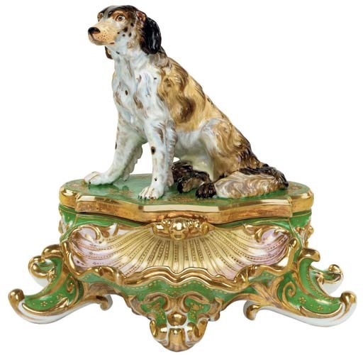 A JACOB PETIT PORCELAIN GREEN-GROUND ENCRIER