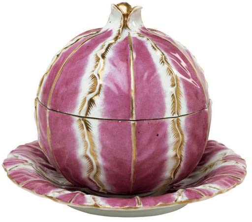A JACOB PETIT PORCELAIN CABBAGE-TUREEN, COVER AND STAND