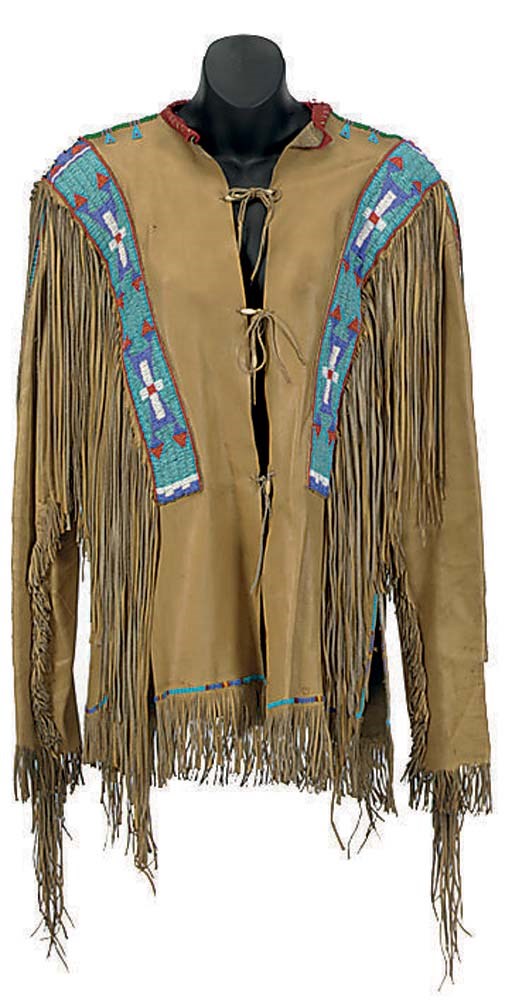 TWO LOUIS FERAUD TAN SUEDE AND BEADED SOUTHWEST-STYLE COATS