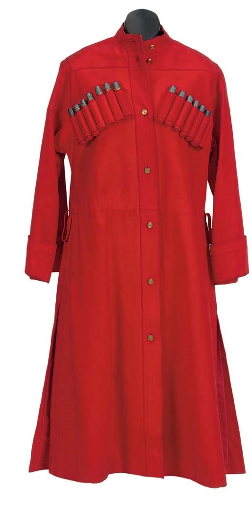 AN HERMÈS RED SUEDE 'AMMUNITION' TWO-PIECE ENSEMBLE