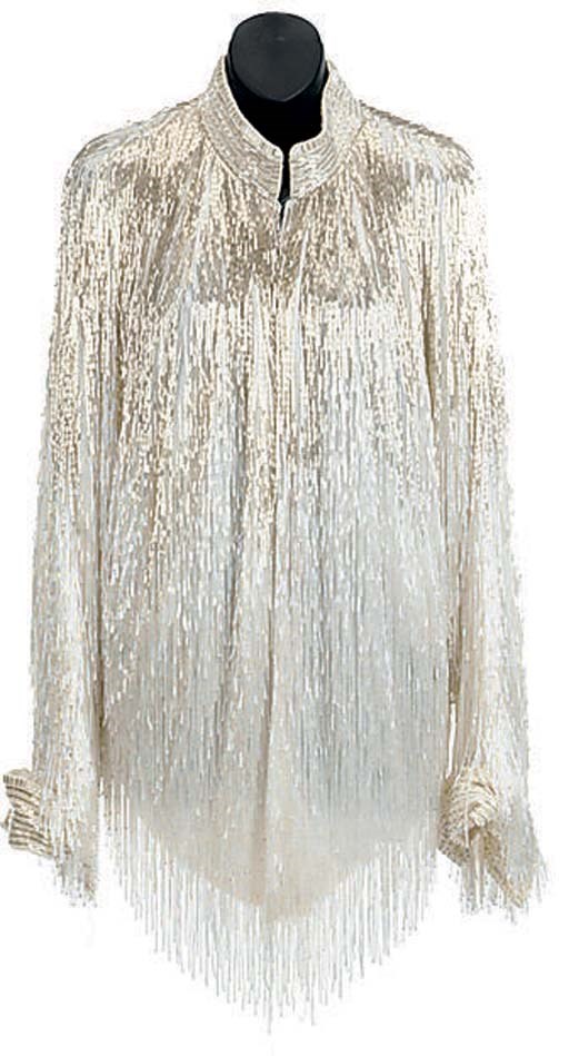 AN OMBRE WHITE BEADED EVENING JACKET