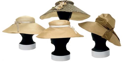 THREE CHRISTIAN DIOR STRAW HATS,