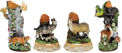 TWO PAIRS OF JACOB PETIT PORCELAIN SPILL VASES