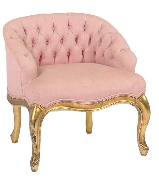 A LOUIS XV STYLE GILTWOOD CHILD'S BERGERE