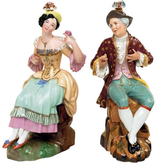A MATCHED PAIR OF JACOB PETIT PORCELAIN SCENT-BOTTLES AND STOPPERS