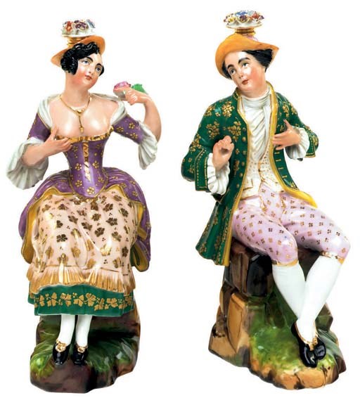 A PAIR OF JACOB PETIT PORCELAIN SCENT-BOTTLES AND STOPPERS