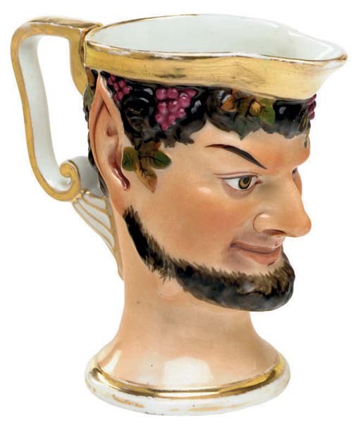 A JACOB PETIT PORCELAIN SATYR MASK CREAM-JUG