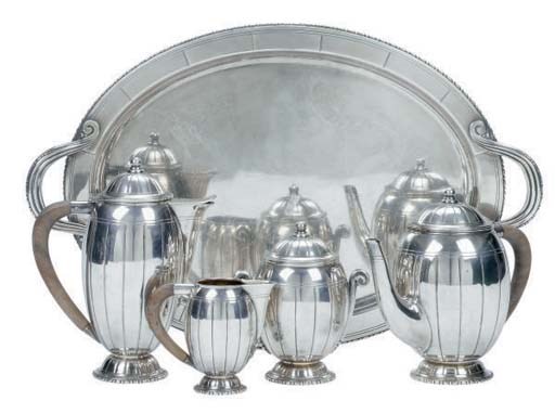 A CONTINENTAL SILVER-PLATED TEA SERVICE,