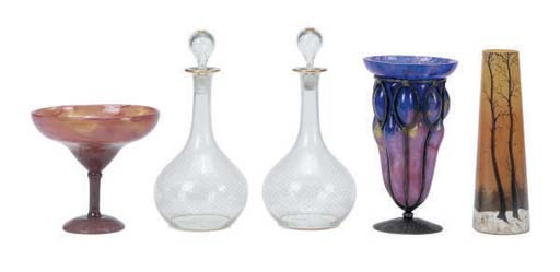 TWO FRENCH VASES AND A COMPOTE,