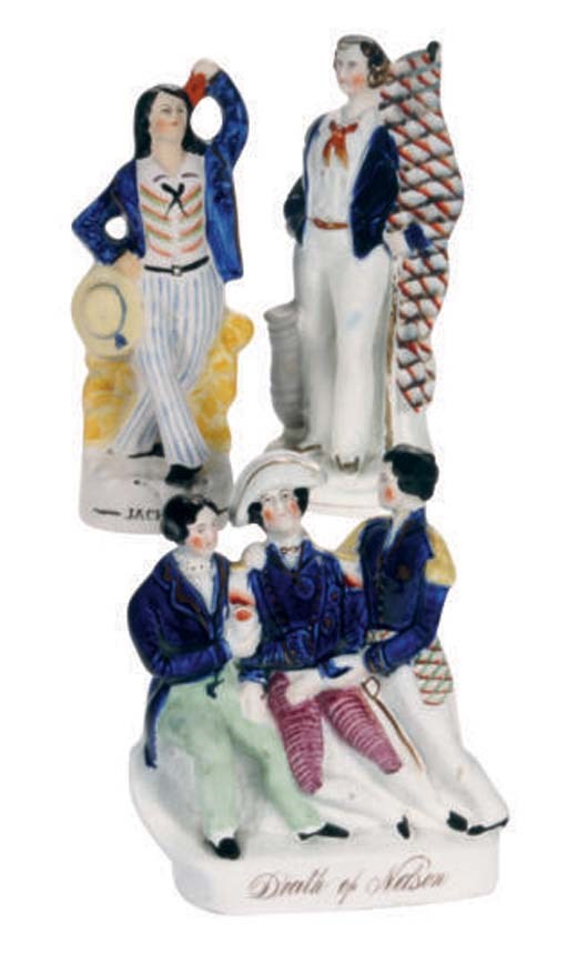 A GROUP OF ENGLISH STAFFORDSHIRE FIGURES,