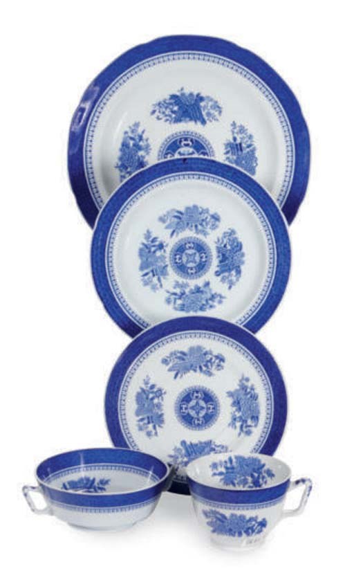 AN ENGLISH STONEWARE ASSEMBLED PART DINNER SERVICE,