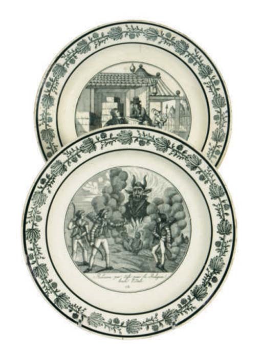 A GROUP OF TWENTY-FOUR FRENCH CREAMWARE PRINTED PLATES,