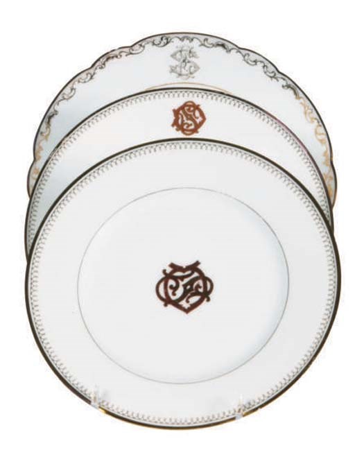 TWO FRENCH PORCELAIN PART DINNER SERVICES,